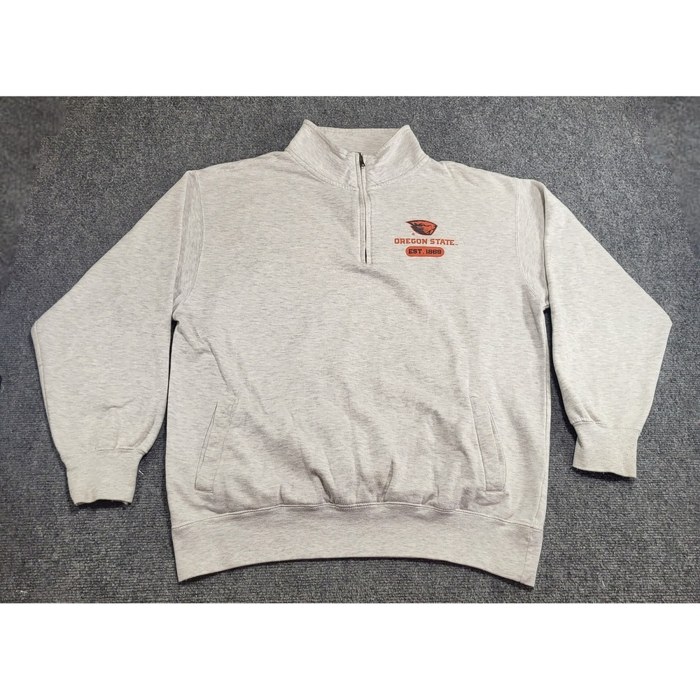 Oregon State Beavers Men's Heather Gray Quarter-Zip Pullover Sweatshirt Size XL